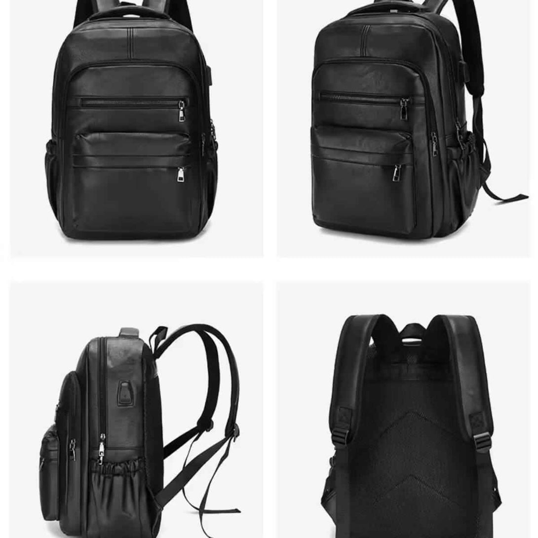 Mochila Masculina de Couro Reforçada para Estudos e Viagens