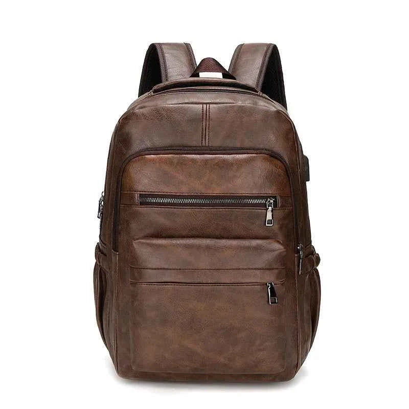 Mochila Masculina de Couro Reforçada para Estudos e Viagens