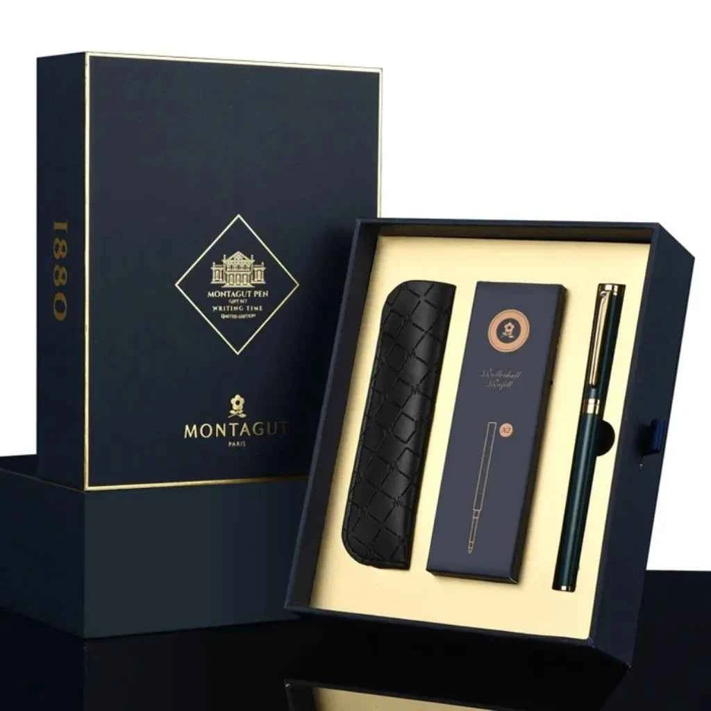 Caneta de Luxo Clickmade Montagut 3784  Elegância com Estojo e Kit Presente