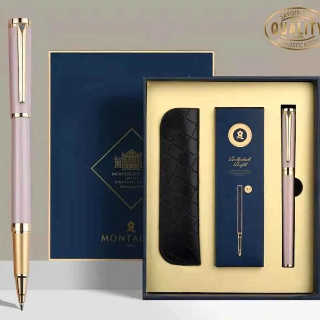 Caneta de Luxo Clickmade Montagut 3784  Elegância com Estojo e Kit Presente