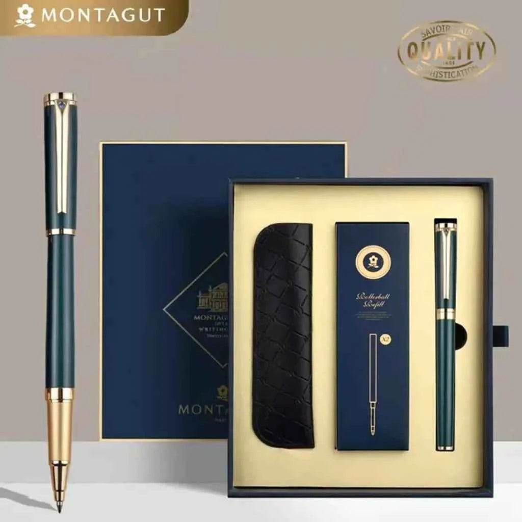 Caneta de Luxo Clickmade Montagut 3784  Elegância com Estojo e Kit Presente