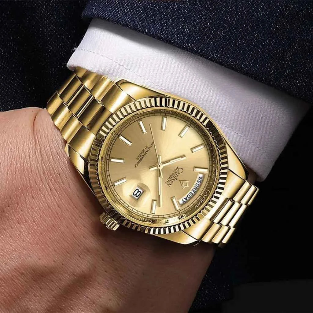 Relógio Masculino Automático Dourado Modelo Zenith Gold