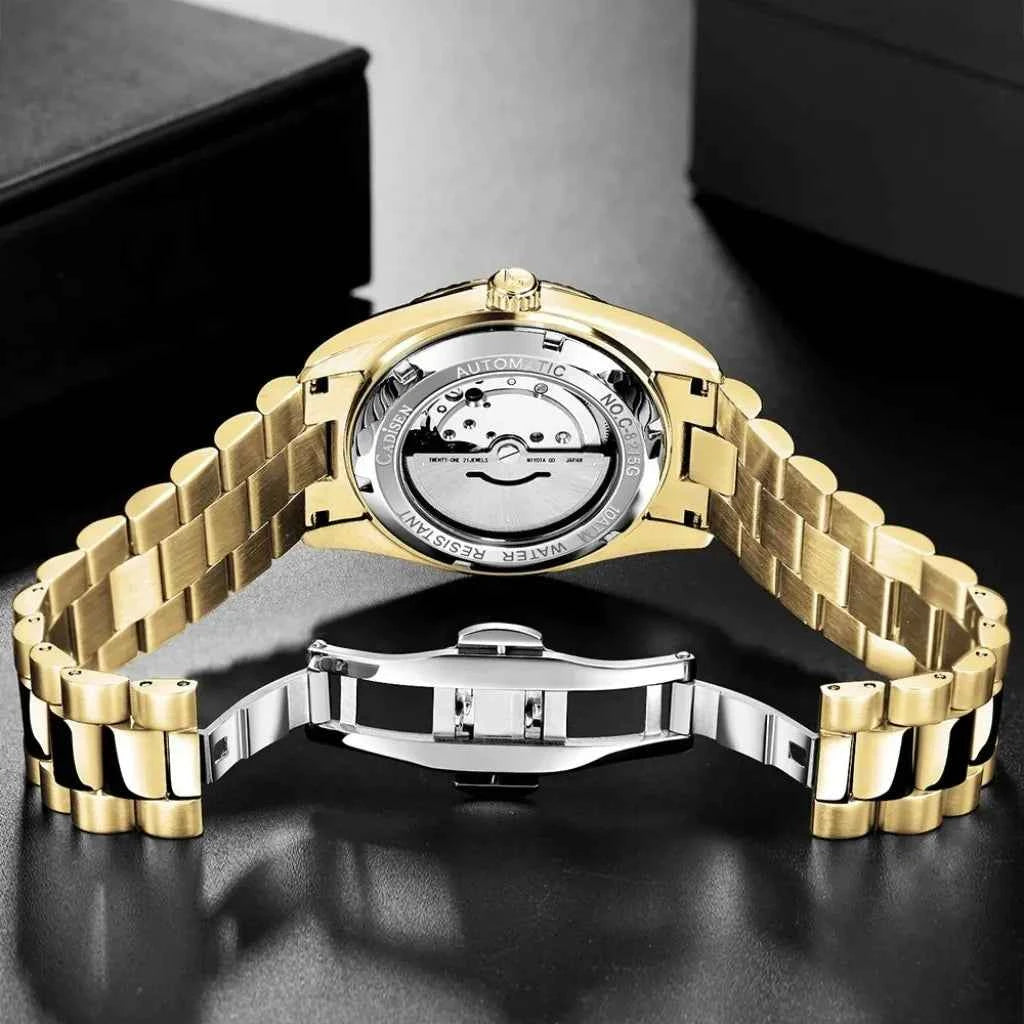 Relógio Masculino Automático Dourado Modelo Zenith Green