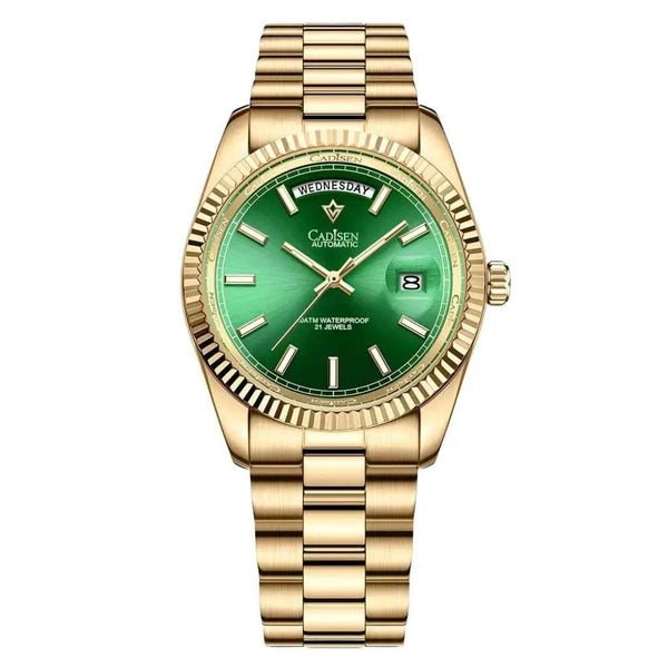 Relógio Masculino Automático Dourado Modelo Zenith Green