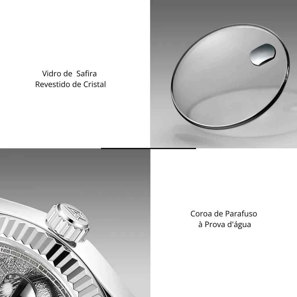 Relógio Masculino Automático Prata Modelo Zenith Silver